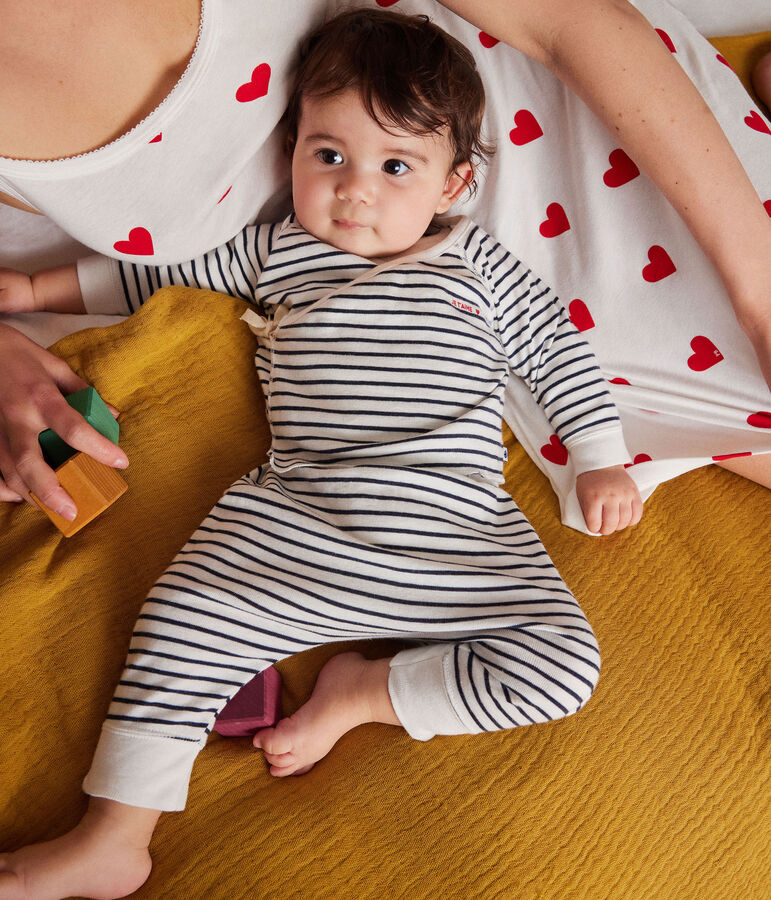 Conjunto ic&oacute;nico de 3 piezas de tejido t&uacute;bico ecol&oacute;gico para beb&eacute; blanco MARSHMALLOW/azul SMOKING