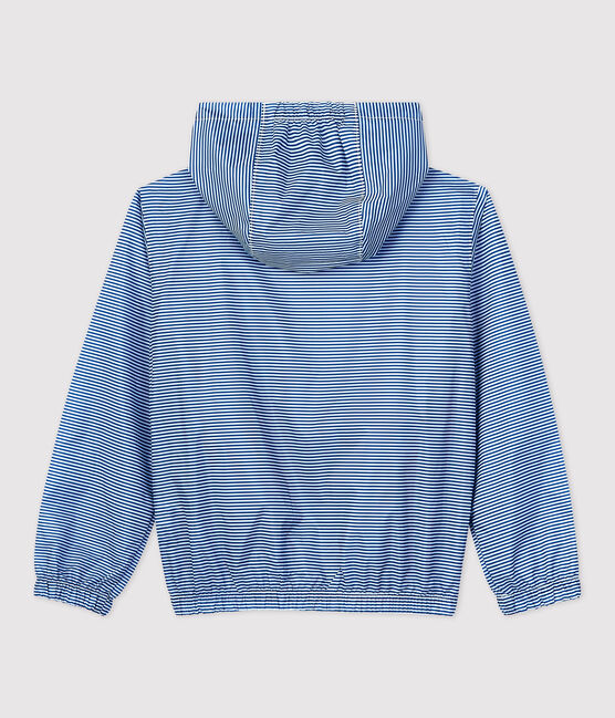 Cortavientos de poliéster reciclado de niño azul SURF/blanco MARSHMALLOW