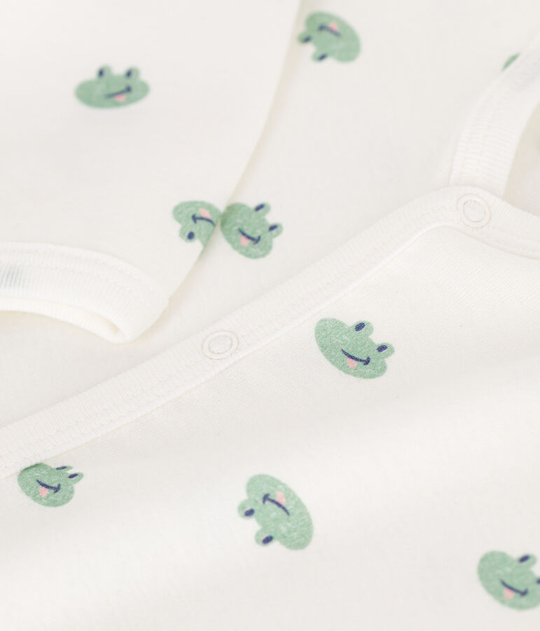 Pijama sin pies de algod&oacute;n con ranas para beb&eacute; blanco MARSHMALLOW/blanco MULTICO