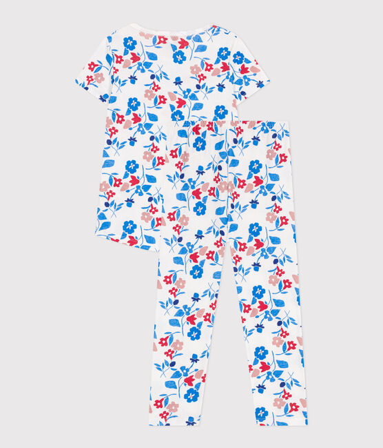 Pijama infantil de algodón con flores blanco MARSHMALLOW/blanco MULTICO