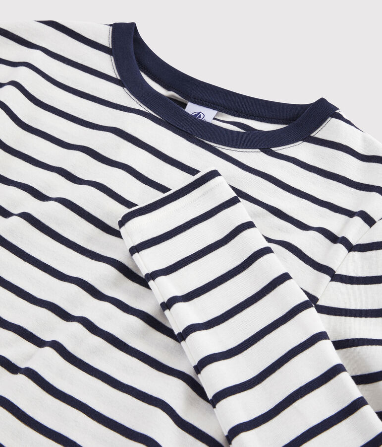 Camiseta ic&oacute;nica con cuello redondo para mujer blanco/azul