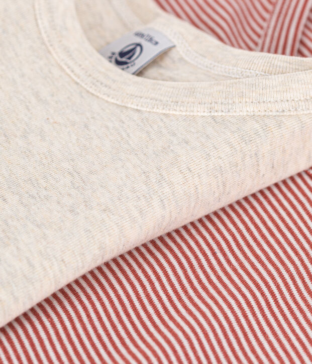 Juego de 2 camisetas infantiles de algod&oacute;n de manga corta multicolor