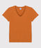Camiseta RECTA con cuello de pico de algodón orgánico de mujer marron ECUREUIL