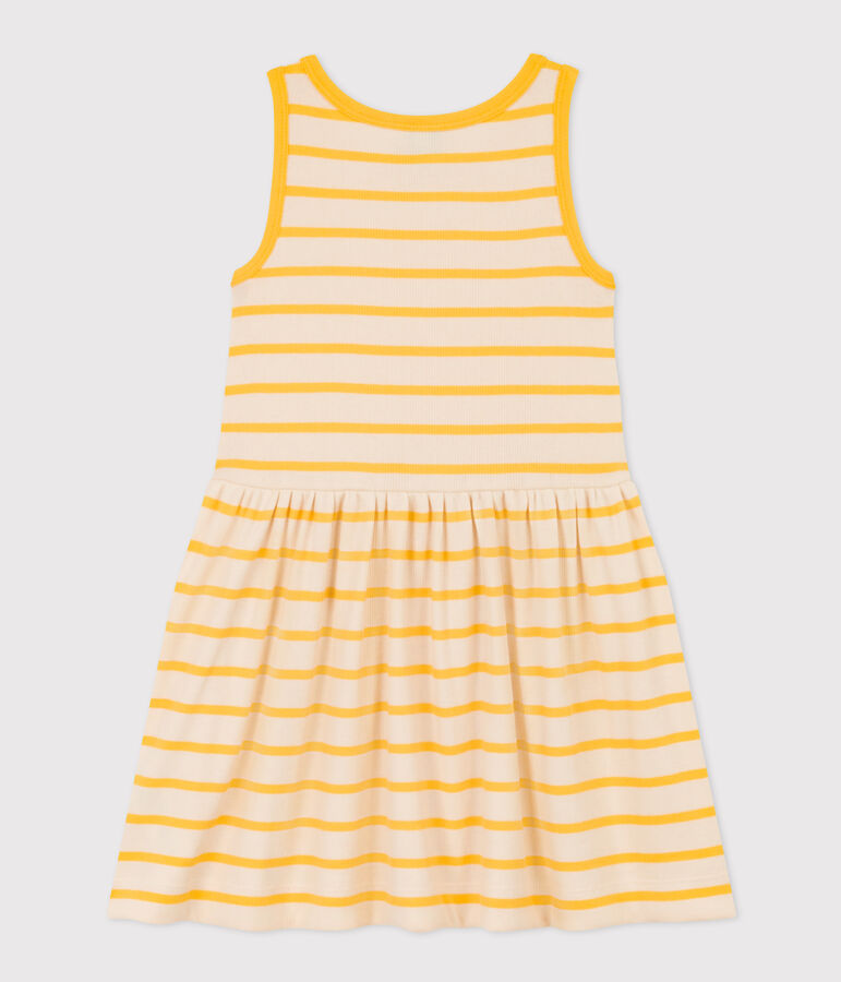Vestido de algod&oacute;n sin mangas para ni&ntilde;a crudo/amarillo