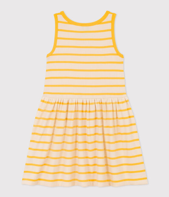 Vestido de algodón sin mangas para niña amarillo AVALANCHE/blanco DAISY