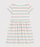 Vestido infantil de algod&oacute;n de manga corta a rayas blanco/multicolor