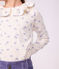Camiseta infantil de algod&oacute;n de manga larga con flores y cuello crudo/multicolor