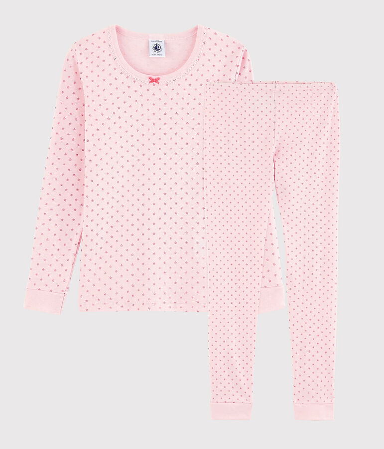 Pijama snugfit con estrellas de algod&oacute;n de ni&ntilde;a rosa MINOIS/rosa PEACHY/ ARGENT