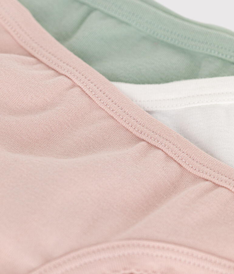 Juego de 3 braguitas infantiles lisas de algod&oacute;n multicolor