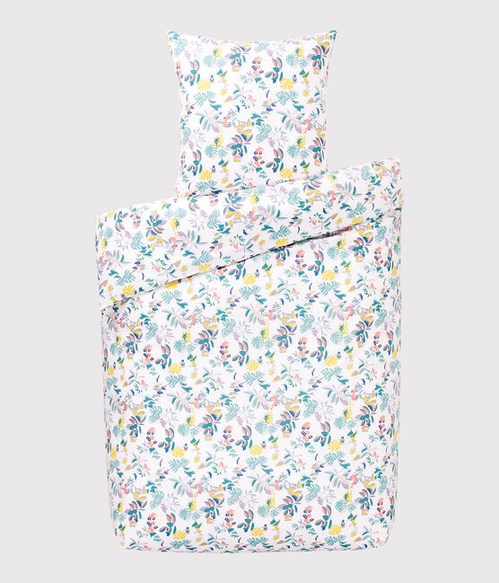 Juego de cama con estampado de jungla de popelina blanco MARSHMALLOW/blanco MULTICO
