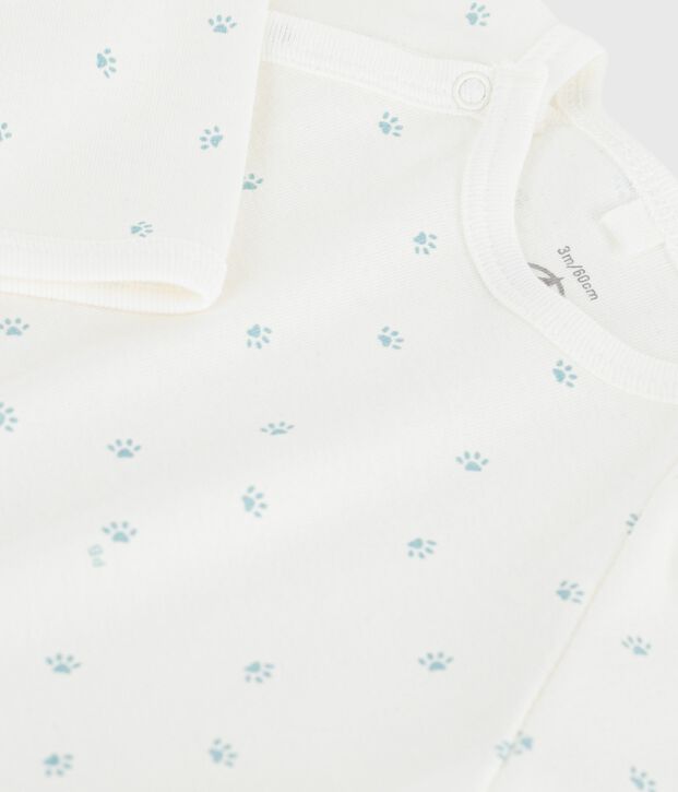 Pijama de algod&oacute;n estampado para beb&eacute; blanco/azul