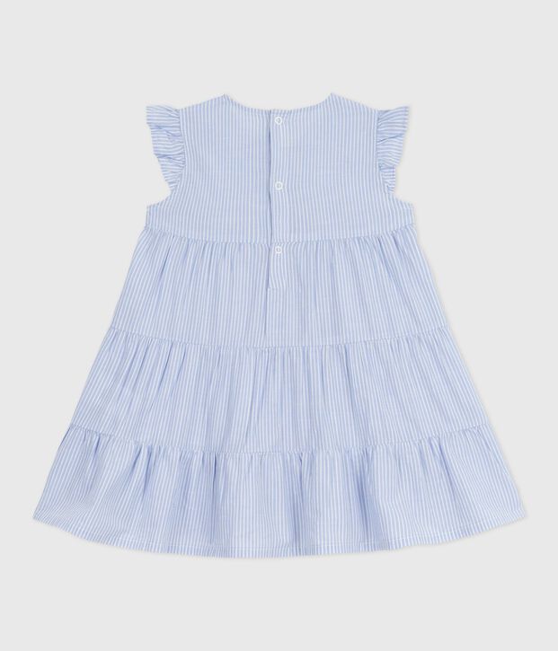 Vestido sin mangas de popelina a rayas para beb&eacute; azul/multicolor