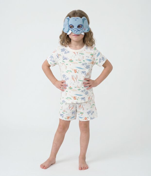 Pijama corto tipo disfraz infantil de algod&oacute;n con estampado de la sabana blanco/multicolor