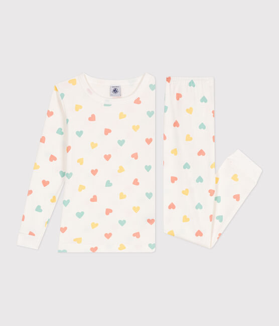 Pijama infantil muy ajustado en algodón estampado blanco MARSHMALLOW/blanco MULTICO
