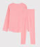Pijama mil rayas de niña de algodón rosa PEACHY/blanco MARSHMALLOW