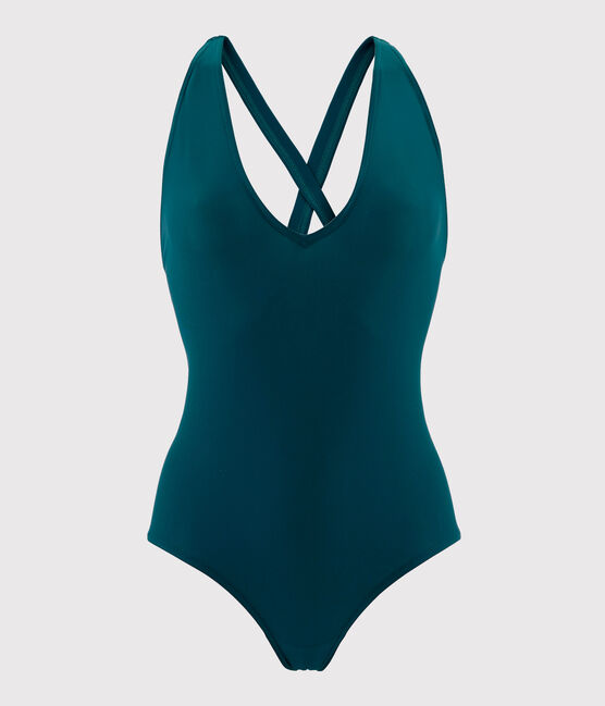 Traje de baño 1 pieza cruzado en la espalda para mujer verde PINEDE