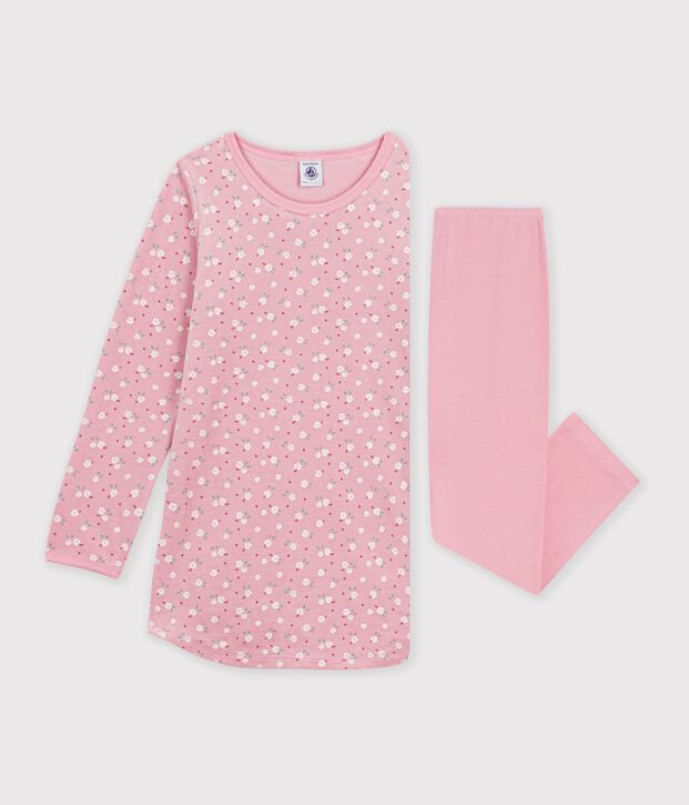 Camis&oacute;n y leggings infantiles de terciopelo con estampado de flores rosa/multicolor