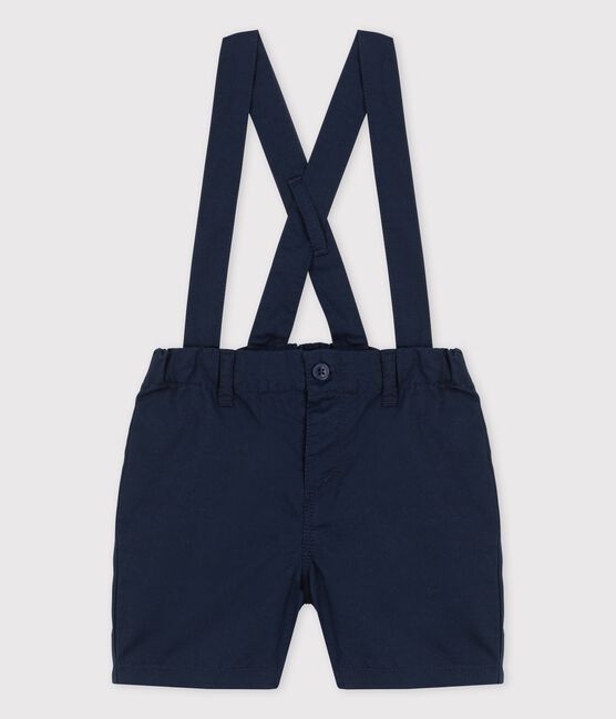Graciosos «shorts» con tirantes de sarga para bebé azul SMOKING