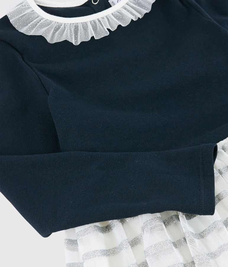 Vestido de manga larga para ni&ntilde;a azul/multicolor