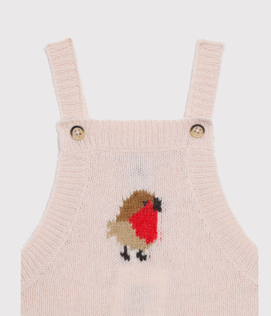 Peto largo para bebé niño de punto de lana, nylon y alpaca. rosa FLEUR
