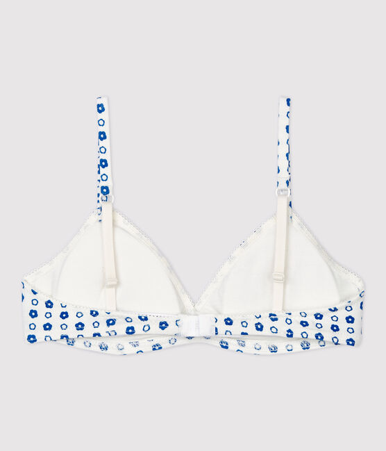 Sostén con relleno con estampado de flor gráfica de niña de algodón orgánico y elastano blanco MARSHMALLOW/ MALLARD