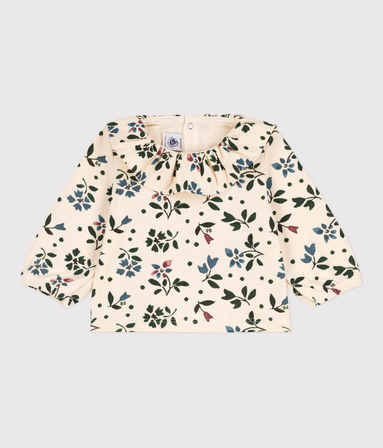 Blusa de gasa de algod&oacute;n de manga larga para beb&eacute; crudo/multicolor