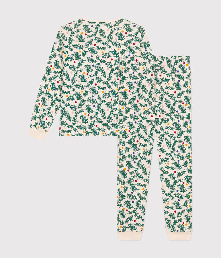 Pijama de algod&oacute;n con estampado de &aacute;rbol de Navidad para mujer crudo/multicolor