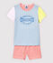 Pijama corto mil rayas de colores de niña de algodón azul JASMIN/blanco MULTICO