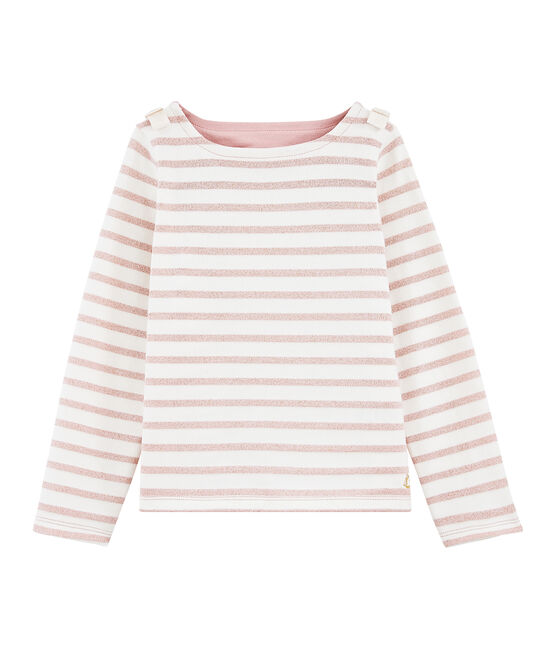 Jersey marinero de niña blanco MARSHMALLOW/rosa JOLI BRILLANT