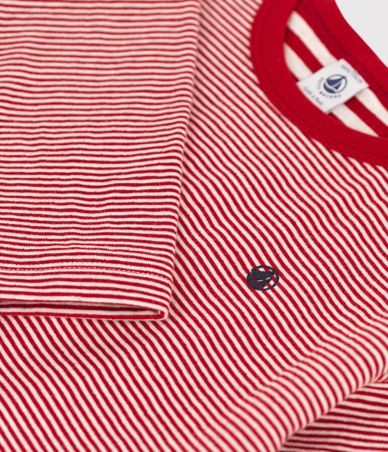 Camiseta de manga larga de tejido t&uacute;bico de ni&ntilde;o rojo/beige