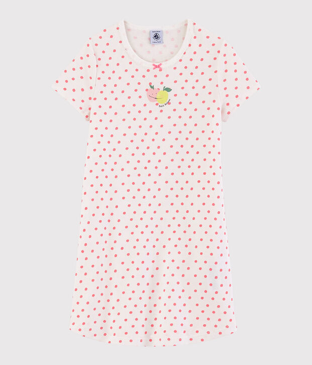 Camis&oacute;n con lunares rosas de algod&oacute;n de ni&ntilde;a blanco/rosa