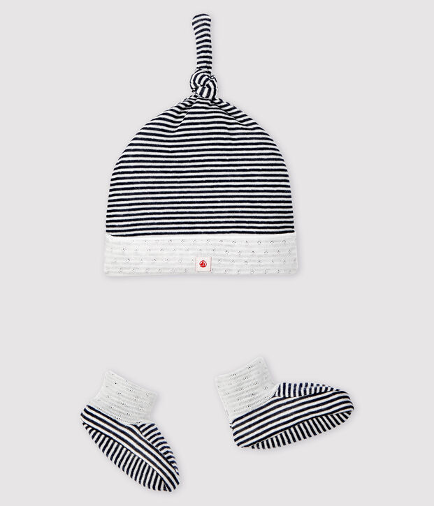 Juego de gorro de nacimiento y patucos a rayas de t&uacute;bico para beb&eacute; multicolor