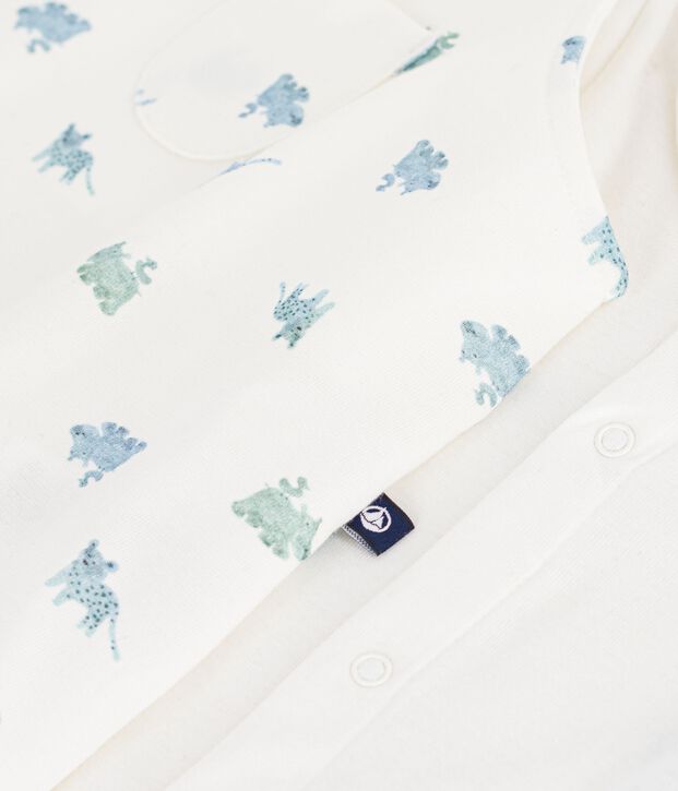 Conjunto de peto/body de algod&oacute;n con estampado de animales para beb&eacute; blanco/multicolor