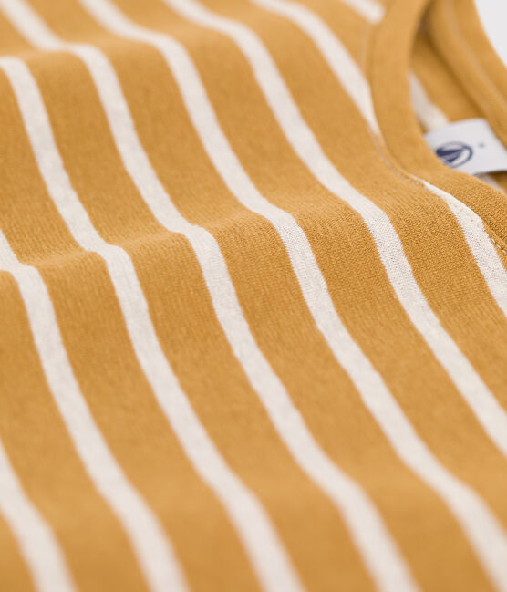 CAMISETA RECTA ALGODÓN Y LINO para mujer amarillo ISTRE/blanco AVALANCHE