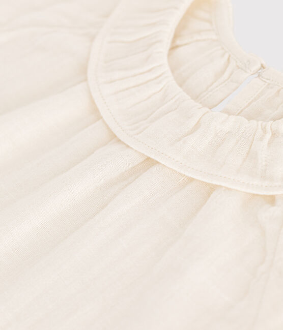 Blusa de manga corta de gasa de algodón para bebé blanco MARSHMALLOW