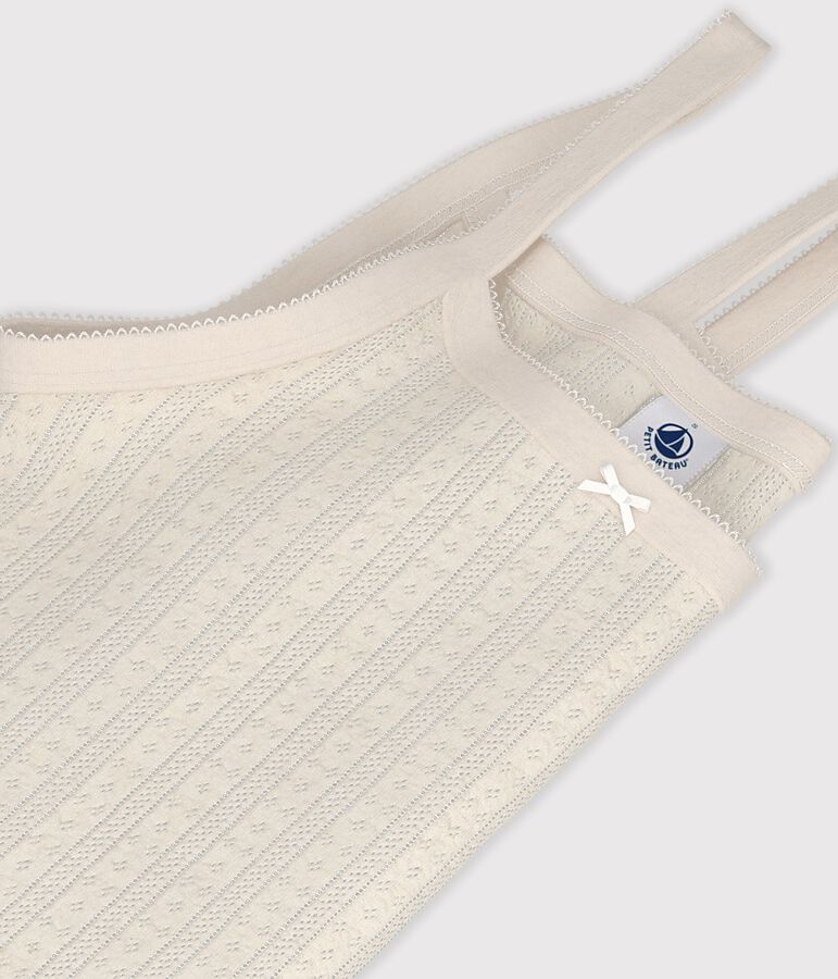 Camiseta de tirantes de algod&oacute;n calado para mujer crudo