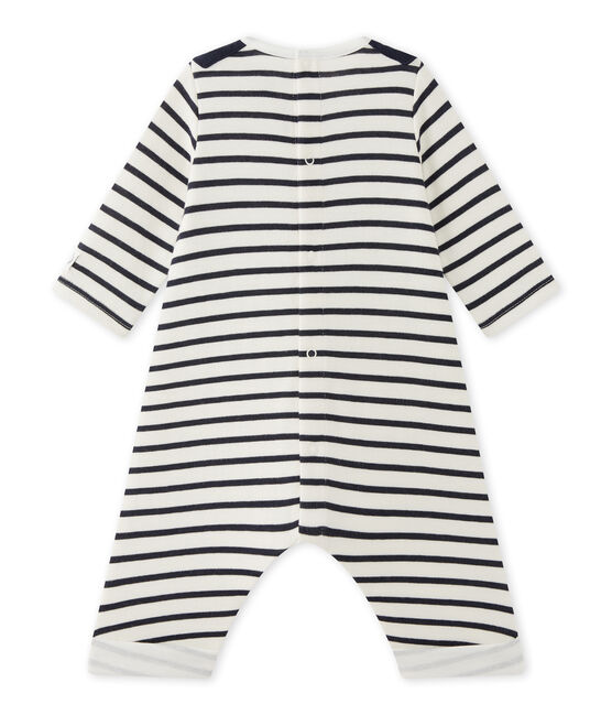 Pelele para bebé niño a rayas beige COQUILLE/azul SMOKING