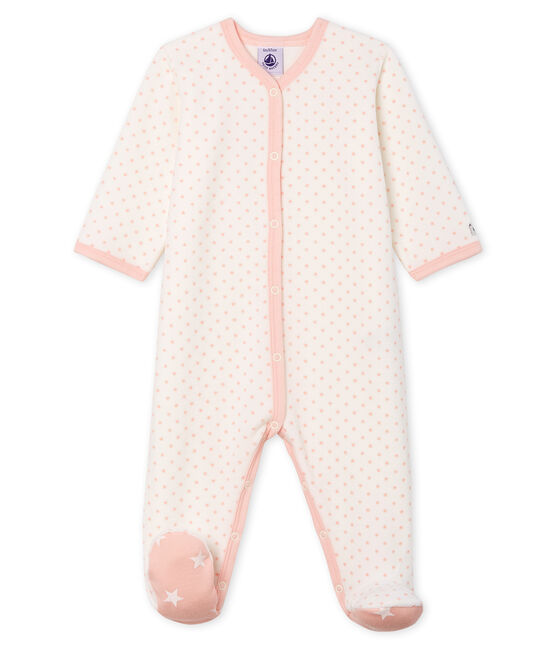 Pijama de terciopelo para bebé niña blanco MARSHMALLOW/rosa MINOIS