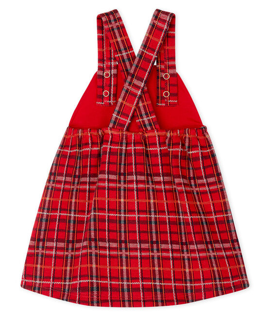 Vestido vaquero tipo peto de cuadros para bebé niña rojo TERKUIT/blanco MULTICO CN