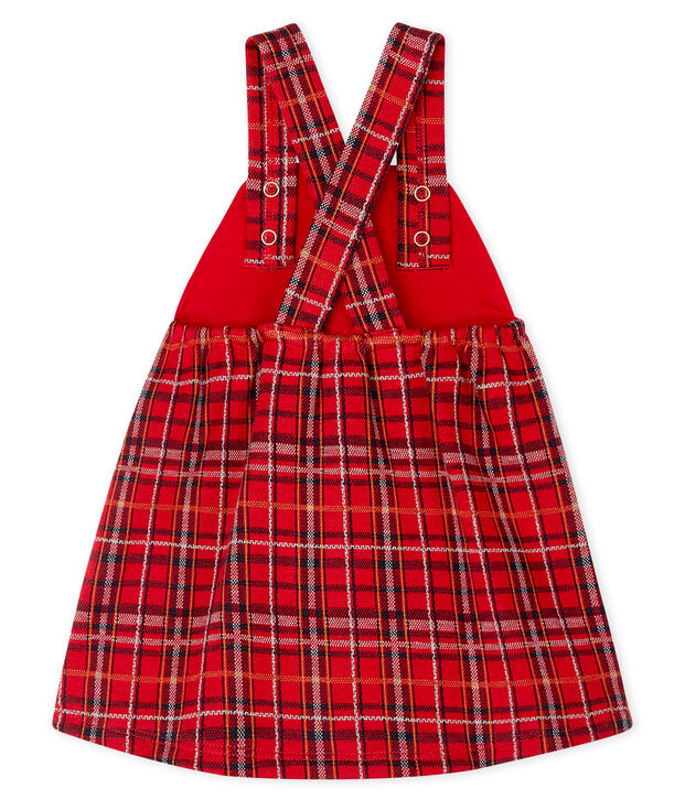 Vestido vaquero tipo peto de cuadros para beb&eacute; ni&ntilde;a rojo/multicolor