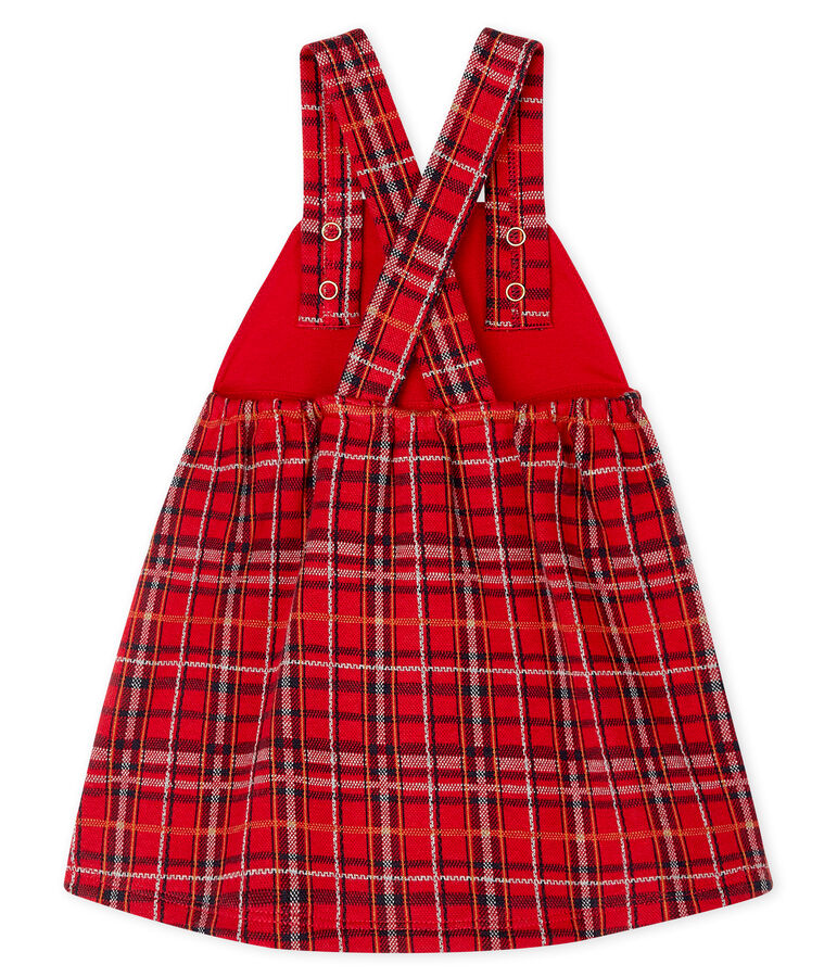 Vestido vaquero tipo peto de cuadros para beb&eacute; ni&ntilde;a rojo TERKUIT/blanco MULTICO CN