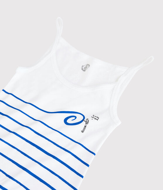 Vestido de tirantes emblemático de algodón de mujer blanco ECUME