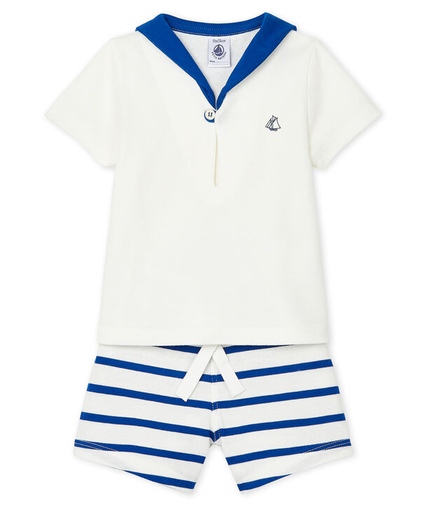 Conjunto de dos piezas para beb&eacute; ni&ntilde;o blanco/azul