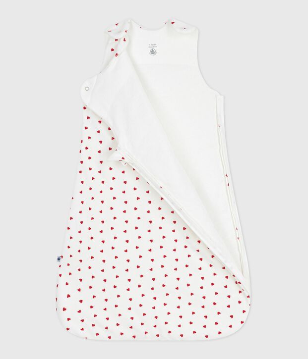 Saco de terciopelo para beb&eacute; con estampado de corazones TOG 3 blanco/rojo