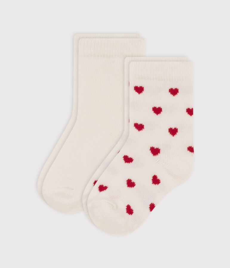 2 pares de calcetines de algod&oacute;n con estampado de coraz&oacute;n para beb&eacute; multicolor