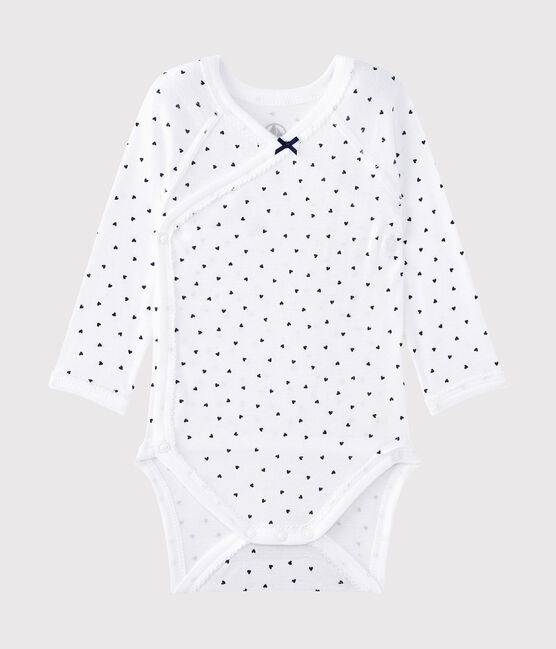 Body de nacimiento de manga larga estampado para bebé niña blanco ECUME/azul MEDIEVAL