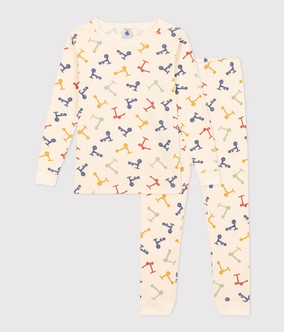 Pijama infantil ajustado de algodón con estampado de patinete blanco AVALANCHE/ MULTICO