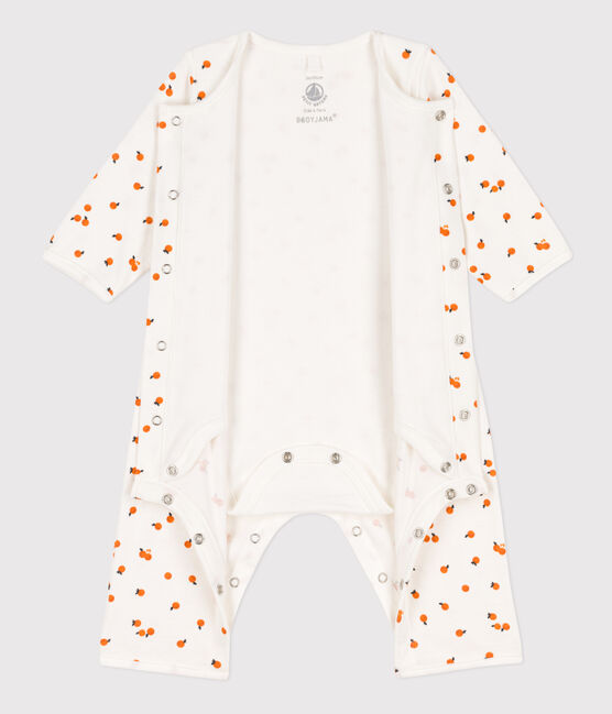 Bodyjama de algodón estampado blanco MARSHMALLOW/ ORANGE