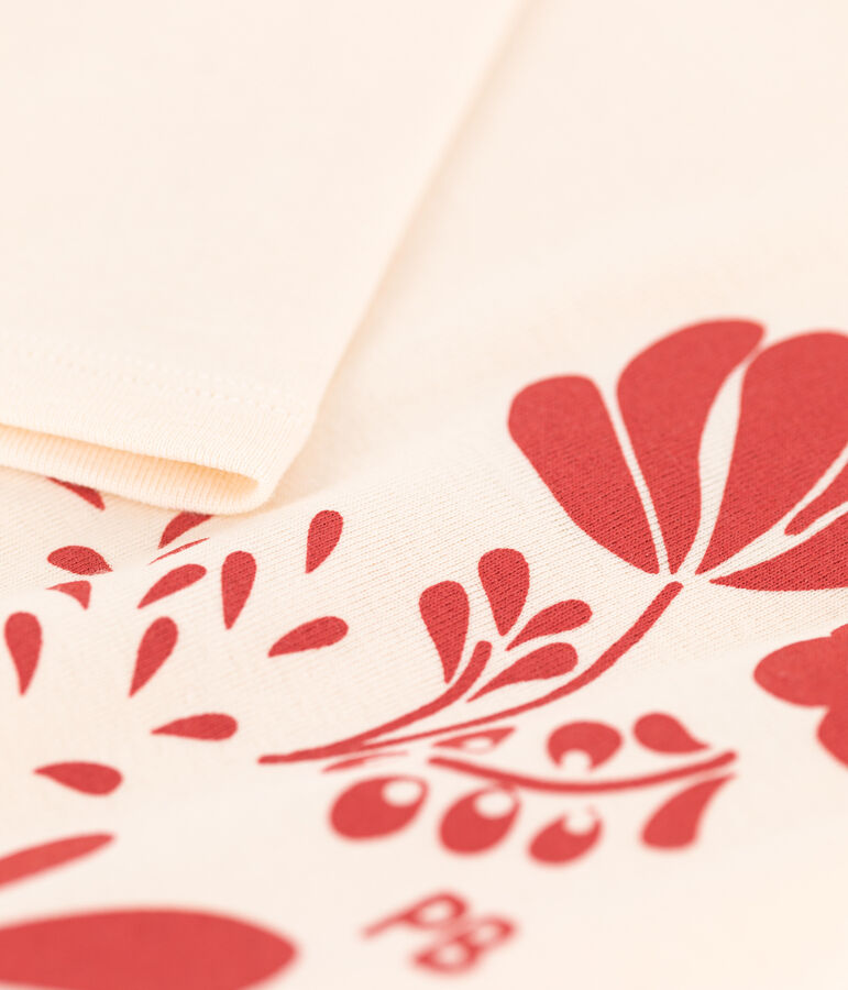 Camiseta de algod&oacute;n de manga larga de ni&ntilde;a/ni&ntilde;o crudo/naranja