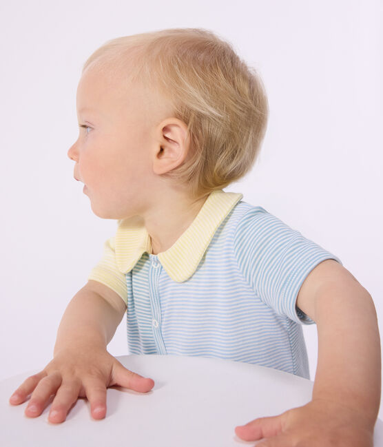 Mono corto de algodón con cuello para bebé MIMI/ MARSHMALLOW